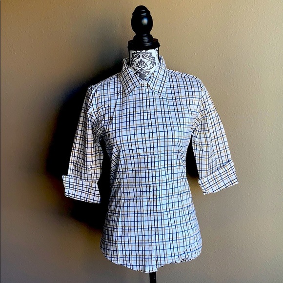 NWT Blue & Tan Striped Zippered Dress Shirt *2 for $5* - Picture 1 of 10